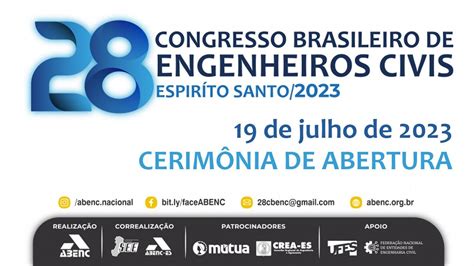 AO VIVO Cerimônia de Abertura 28º Congresso Brasileiro de Engenheiros