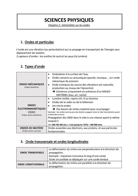 Sc Physiques Chap Sciences Physiques Chapitre G N Ralit S Sur