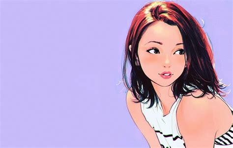 Wallpaper Girl Sexy Anime Art Beautiful Short Hair Pretty Face Redhead Attractive