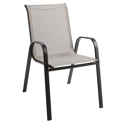 Taupe Outdoor Steel Sling Stacking Chair At Home