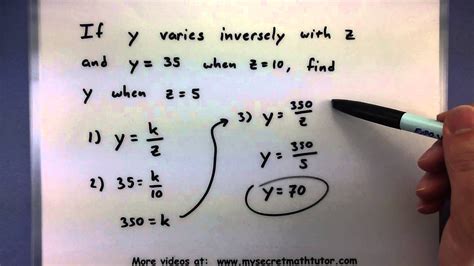 Pre Calculus Solving An Inverse Variation Problem Youtube