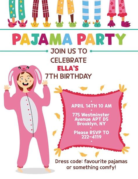 Premium Vector | Kids pajama party invitation kigurumi rabbit