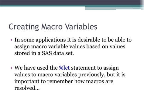 PPT Creating Macro Variables In The DATA Step PowerPoint Presentation