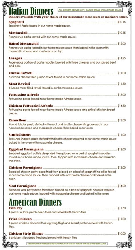 Menu at Roma Pizza pizzeria, Michigan City