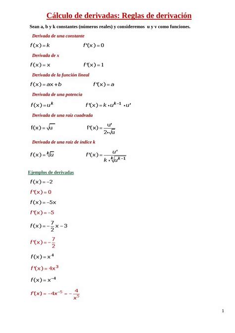 PDF Cálculo de derivadas Reglas de derivación DOKUMEN TIPS