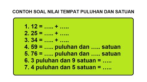 Soal Menentukan Nilai Tempat Puluhan Dan Satuan Kelas 1 Sd Cilacap Klik