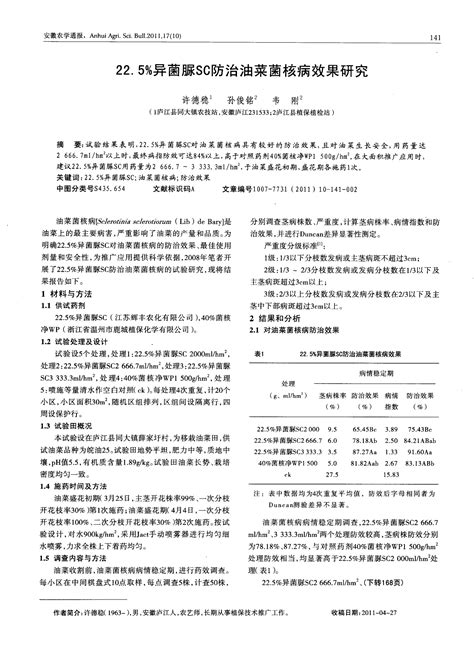 225异菌脲sc防治油菜菌核病效果研究word文档在线阅读与下载免费文档