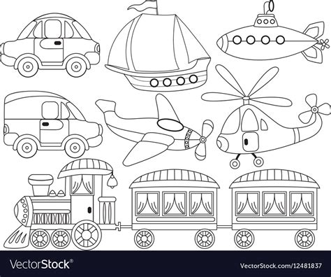 Black and white transport set Royalty Free Vector Image