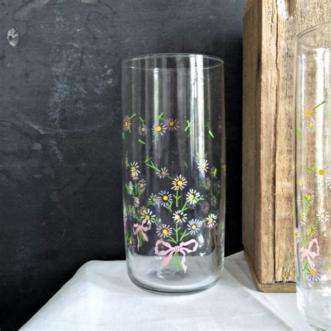 Vintage Anchor Hocking 16oz Floral Drinking Glasses Floral Ribbon Bo In The Vintage Kitchen Shop