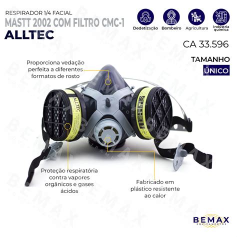 Respirador 1 4 Facial Mastt 2002 Filtro VO GA Alltec CA 33596