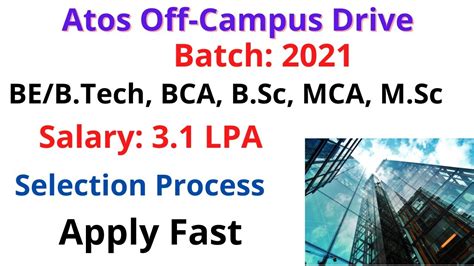 Atos Off Campus Drive 2022 Batch 2021 Apply Fast Techlecture