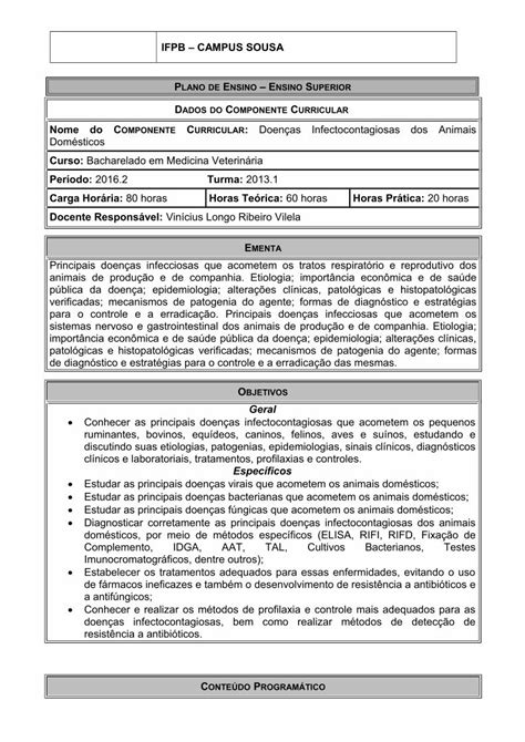 Pdf Dados Do Componente Curricular Estudante Ifpb Edu Br Conhecer