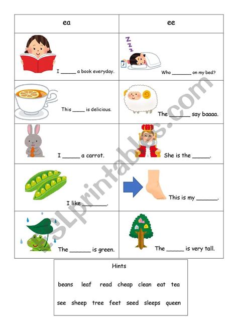 Phonics Ee Ea Esl Worksheet By R4thg94d