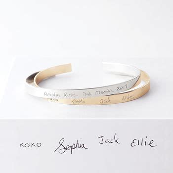 Your Handwriting Personalised Cuff Bracelet By Minetta Jewellery