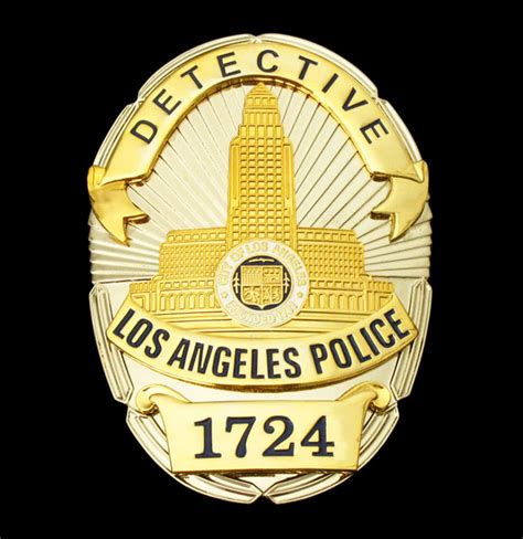 LAPD Detective #1724 Los Angeles Police Badge Solid Copper Replica Mov ...