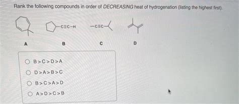 Answered Rank The Following Compounds In Order Bartleby