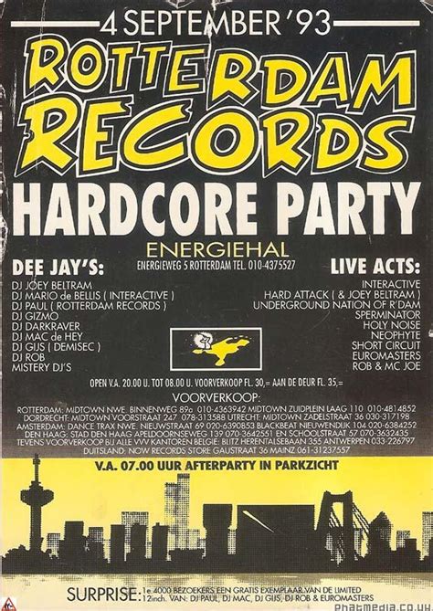 Rotterdam Records 1993 Hardcore Party Happy Hardcore Techno Flyers