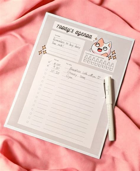 To Do Liste Printable Checkliste Kawaii Cat Aesthetic Daily Etsy De