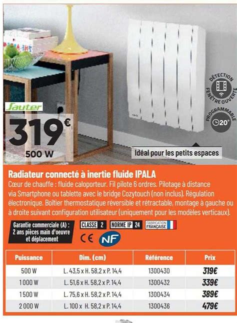 Promo Radiateur Connecté à Inertie Fluide Ipala chez Bricorama