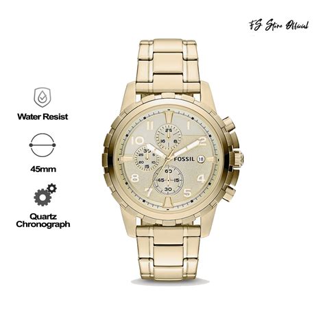 Jual Jam Tangan Pria Mewah Dean Chronograph Gold Stainless Steel Strap