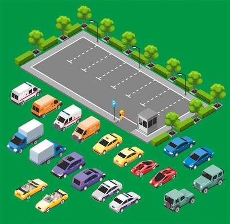 Free Vector Isometric Parking Zone Concept