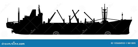 Silhouette of a cargo ship stock illustration. Illustration of ...