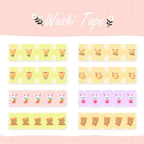 Premium Vector Cute Handdrawn Washi Tape Set