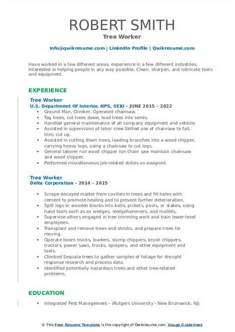 10 Tree Worker Resume Samples And Templates For 2025