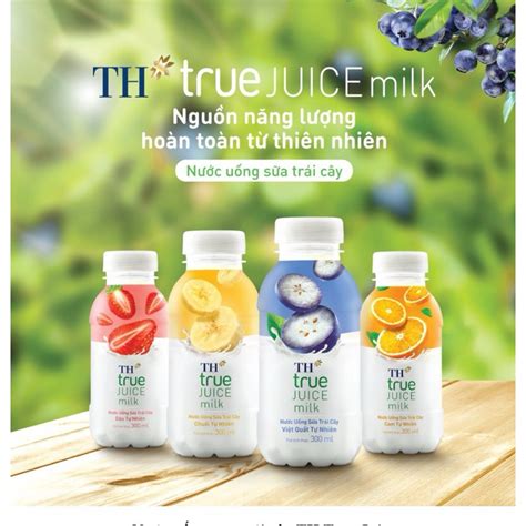 CHAI NƯỚC UỐNG SỮA TRÁI CÂY TỰ NHIÊN TH TRUE JUICE MILK 300ml