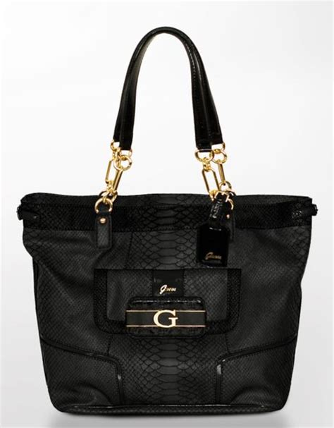 Guess Fallon Python Embossed Tote Bag In Black Lyst