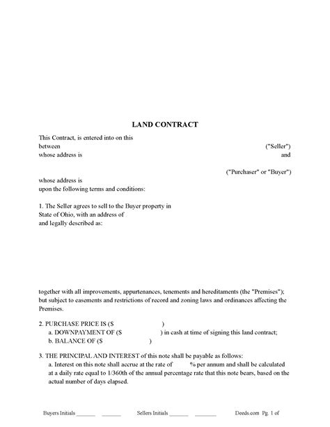 Brown County Land Contract Form Ohio Deeds