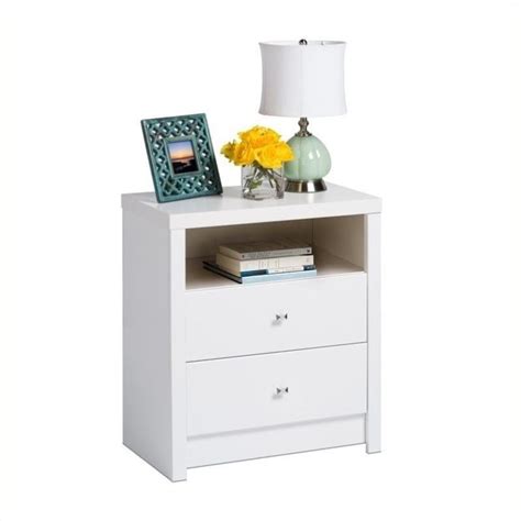 Bowery Hill Tall 2 Drawer Nightstand In White Walmart