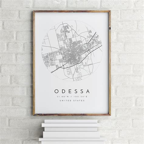 Odessa Map Odessa Texas City Map Home Town Map Odessa Print Wall