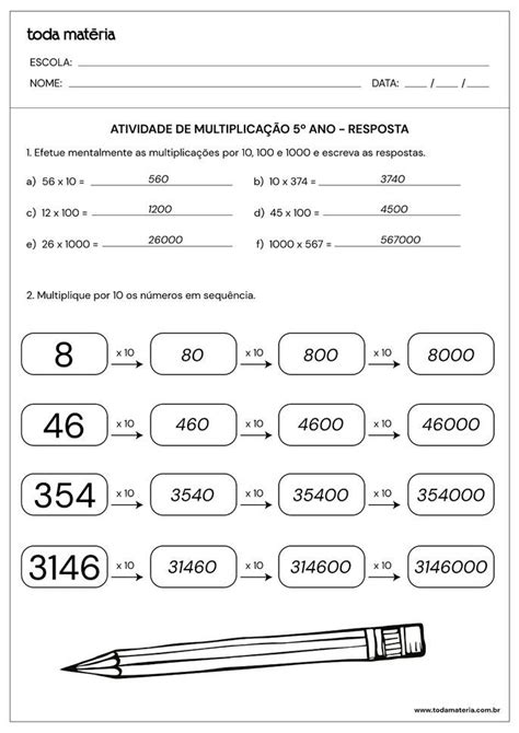 Atividades De Matem Tica Para O Ano Do Fundamental Para Imprimir