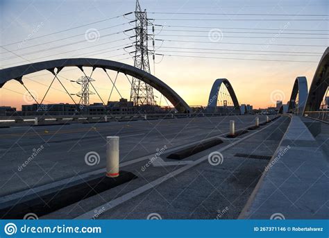 Sunset on the 6th Street Bridge Los Angeles, California Stock Photo ...