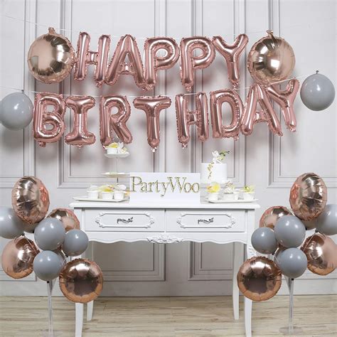 Buy PartyWoo Gray Rose Gold Birthday Balloons 31pcs Rose Gold Birthday