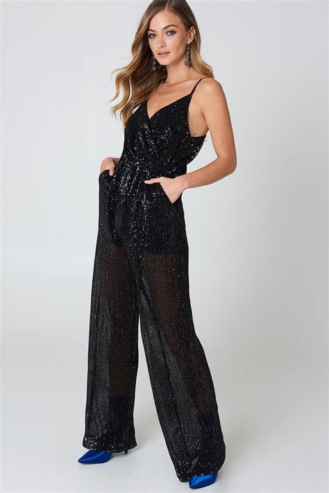 Sequins Flared Legs Jumpsuit Schwarz Na Kd