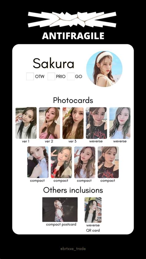 LE SSERAFIM ANTIFRAGILE SAKURA PHOTOCARDS TEMPLATE