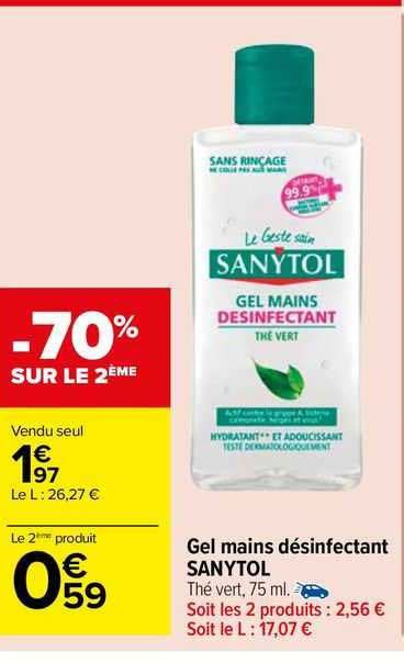 Promo Gel Mains D Sinfectant Sanytol Chez Carrefour Market Icatalogue Fr