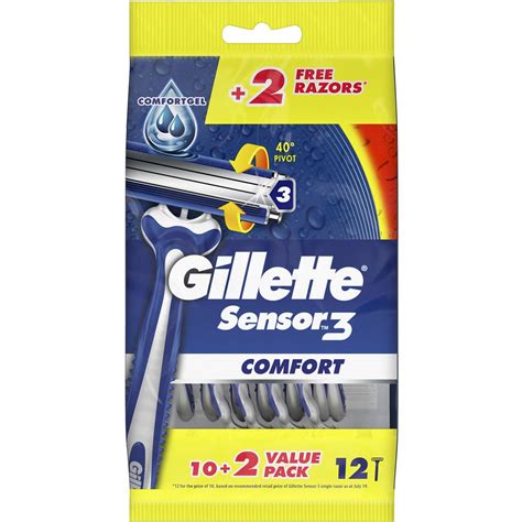 Gillette Sensor 3 Comfort Razors Pack Each | Woolworths