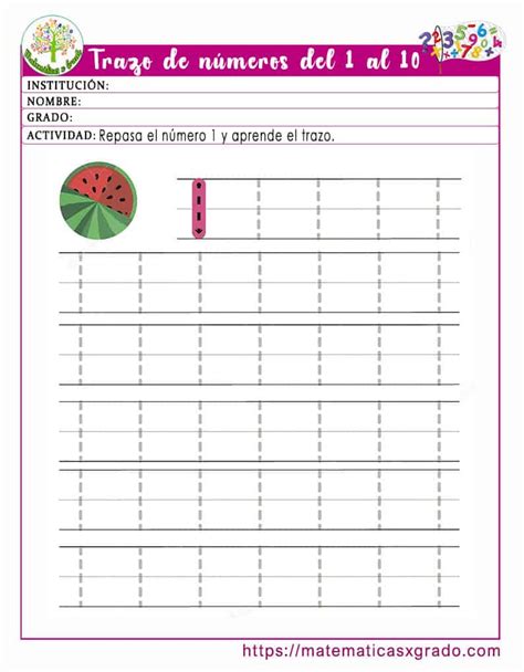 Fichas Con Trazo De Números Del 1 Al 10 Para Imprimir