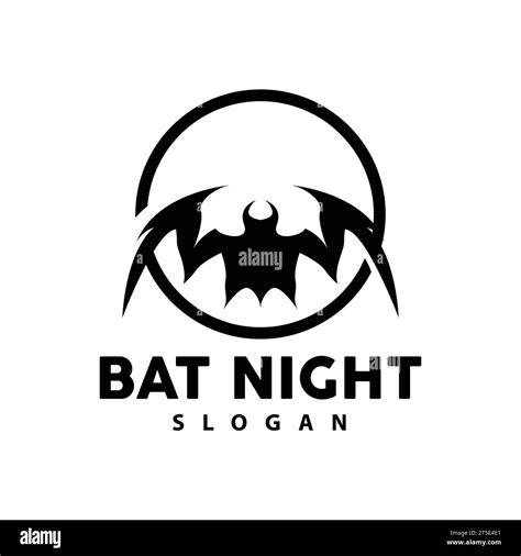 Bat Logo Hanging Bat Animal Vector Hallowen Night Animal Icon Design