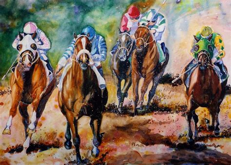 Horse Racing Two Painting By Robin Reed Masek Fine Art America