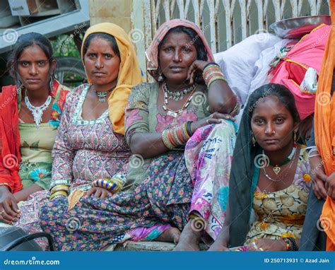 Traditional Rural Indian Village Women Wearing Ethnic Dress Saree