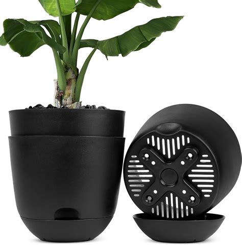 Qcqhdu Plant Pots Pack Inch Self Watering Planters High Drainage