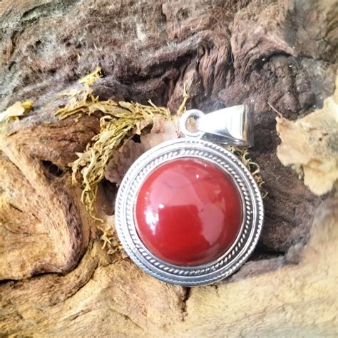 Pendentif Jaspe Rouge Monture Argent Vanarom S Nature