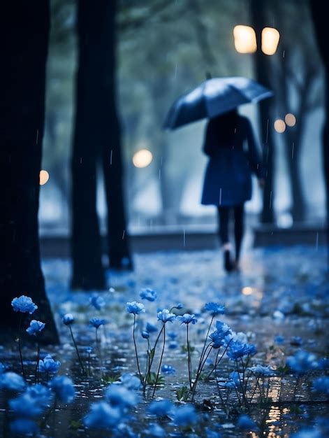 Premium Ai Image Photo Of Rainy Park Stroll A Figure Walks Through A