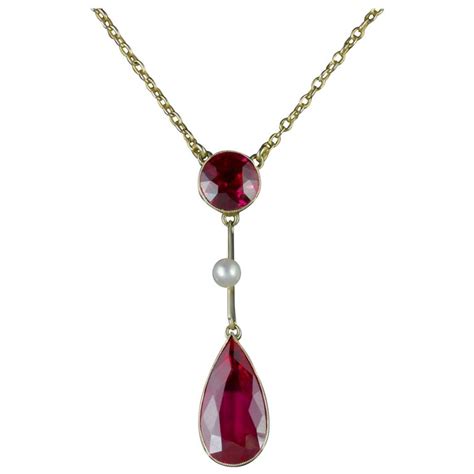 Antique Victorian Ruby Necklace 15 Carat Gold Pearl Circa 1890 At 1stdibs