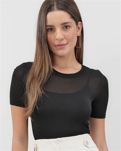 Riachuelo Blusa Feminina Em Tule Manga Curta Preta Ak By Riachuelo