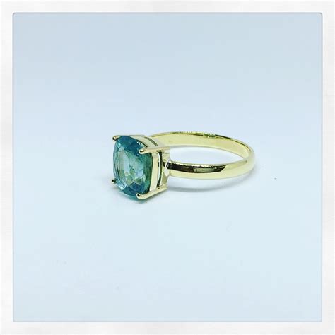 Natural Aquamarine Kt Yellow Gold Ring Lihiniya Gems